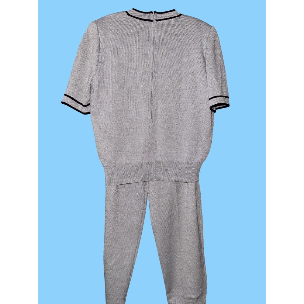 SIZE Large Vintage Classic Fit Womens Knit V-Neck Top & Elastic Waist Pants Set - Picture 3 of 9